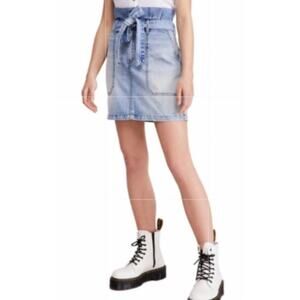 Free People Splendor in the Grass Paperbag Waist Denim Jean Skirt